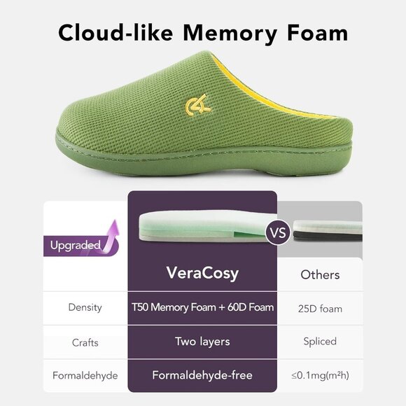 VeraCosy House Shoes Women  Green Two-Tone Slippers Soft Comfy Knit - Picture 5 of 6